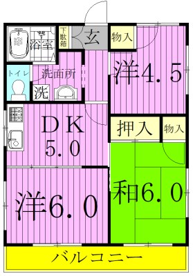 リバーサイドハイツＤ 201号室 間取り