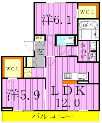 ベリーナ 305号室 間取り