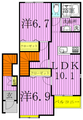 リリー・オブ・ザ・バレー 201号室 間取り