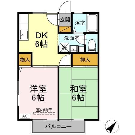 サントビーヒルズＣ 202号室 間取り