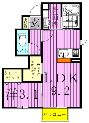 ルミナスビラＧＲＡＮＤＥ 101号室 間取り