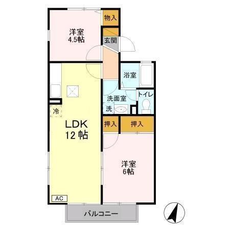 アリュールB 105号室 間取り