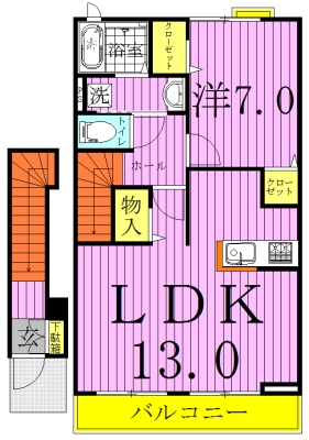 エバートン 203号室 間取り