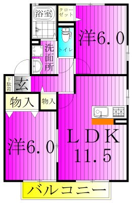 ヴィラ・エスペランサA 201号室 間取り
