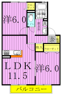 ヴィラ・エスペランサA 201号室 間取り