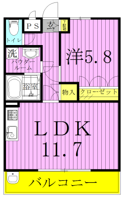 RADISH Ⅵ 105号室 間取り