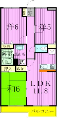 ソレイユ松戸 604号室 間取り