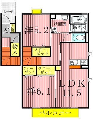アゼィリア 201号室 間取り