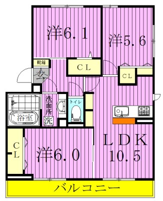 メルヴェイユおおたかの森Ⅱ 301号室 間取り
