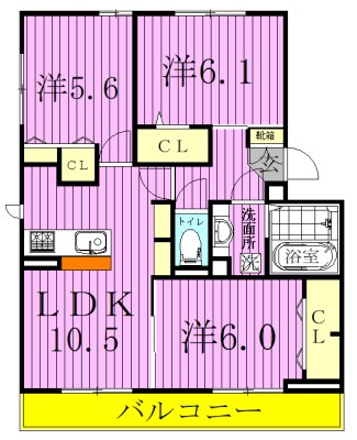メルヴェイユおおたかの森Ⅱ 302号室 間取り