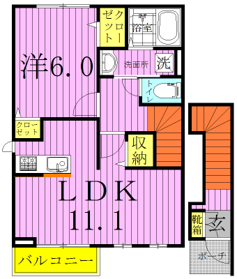 サンシャインビレッジアゼリアＣ 202号室 間取り