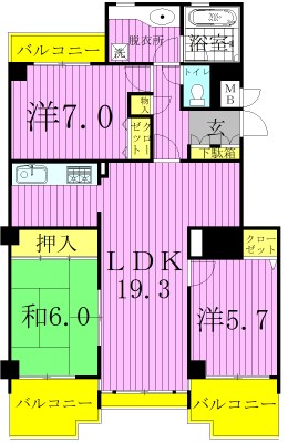 コスモ柏２ 206号室 間取り