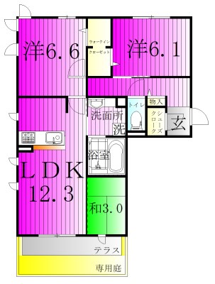 コンフォールコート 101号室 間取り