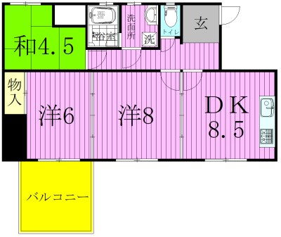 グランベル新松戸 102号室 間取り