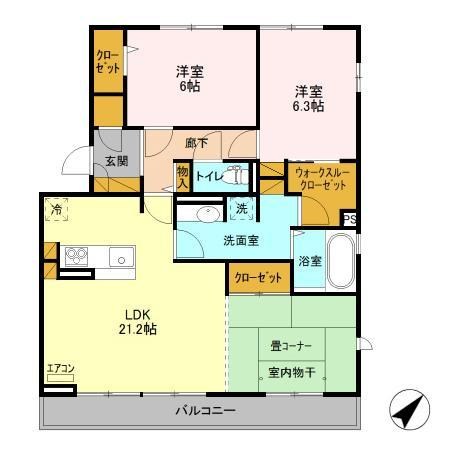 シゴーニュ 201号室 間取り