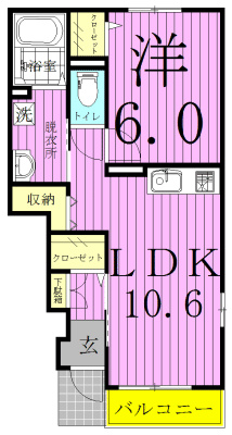 マリージョアⅠ 104号室 間取り