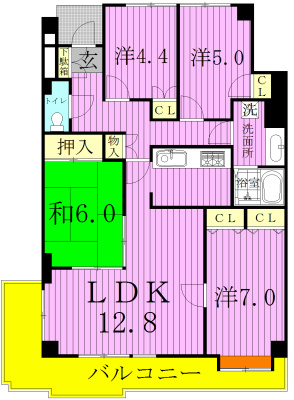 コスモ南柏 202号室 間取り