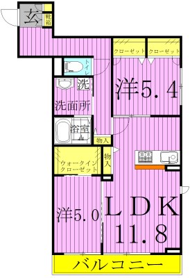 アイリスタ柏 102号室 間取り