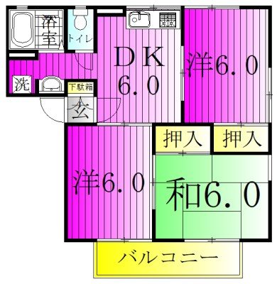 サングレース吉野 101号室 間取り