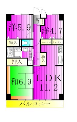 セザンつくし野 201号室 間取り