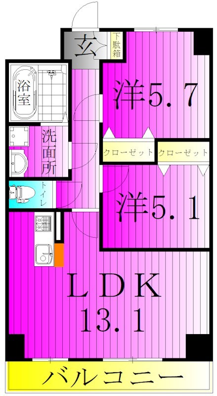Ｋ・Ｍおおたかの森 505号室 間取り