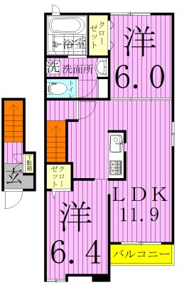 ルチル　Ⅰ 201号室 間取り