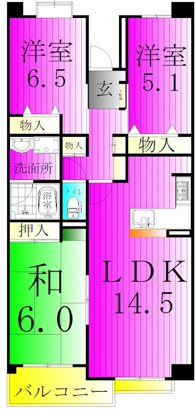 ISM南柏 405号室 間取り