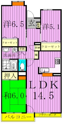 ISM南柏 405号室 間取り