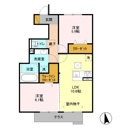 ヴェル　セードル 102号室 間取り