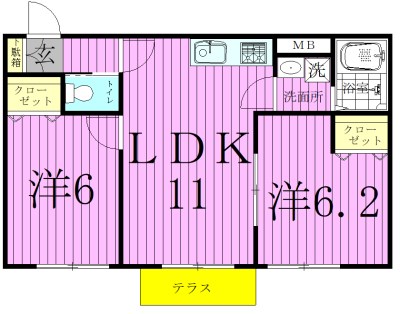 プレジール 203号室 間取り