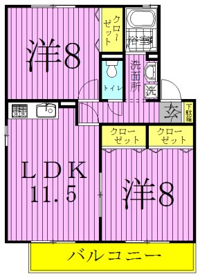 グリーンウェーブⅢ 202号室 間取り