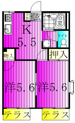 クレールつくし野 101号室 間取り