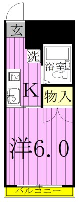 ワンロード 202号室 間取り