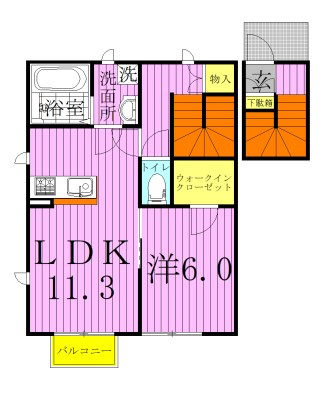 シェソワⅡＤ 202号室 間取り