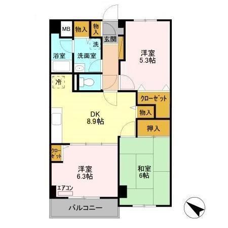 パインツリーコート 402号室 間取り