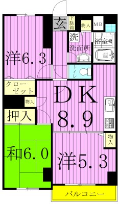 パインツリーコート 402号室 間取り