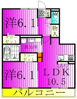 フラッツ酒井根Ⅰ号棟 103号室 間取り