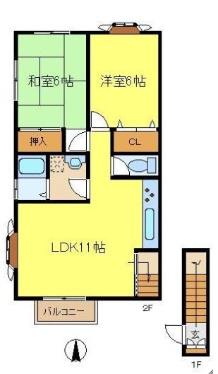 旭ルーミー新松戸６号館 201号室 間取り
