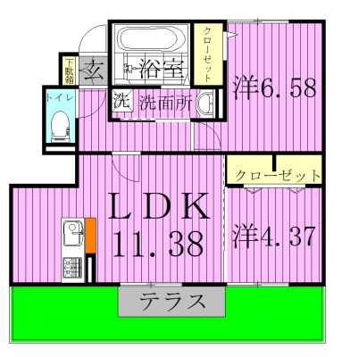 オーク大島田A 102号室 間取り