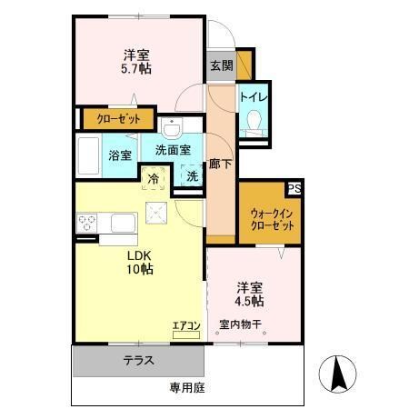 サンルミエールＢ 102号室 間取り