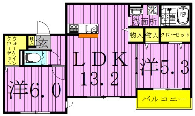 カサミエント 102号室 間取り