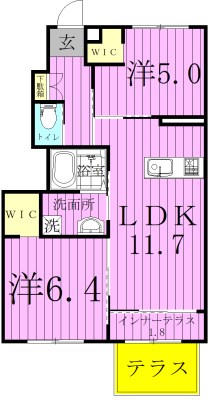シェルルおおたかの森 106号室 間取り