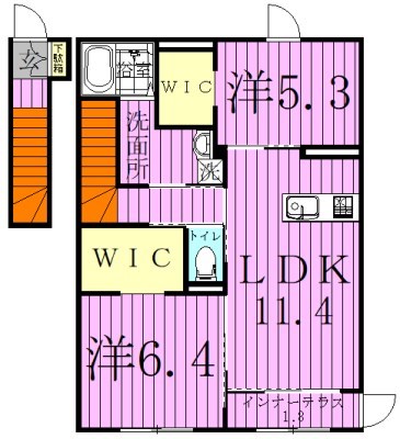 シェルルおおたかの森 201号室 間取り