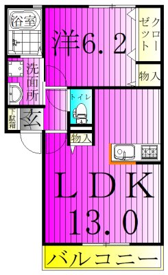 グリーンヒルズD棟 202号室 間取り