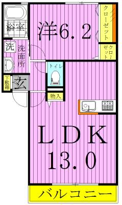 グリーンヒルズD棟 202号室 間取り