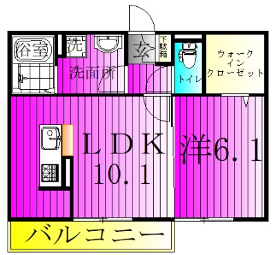 ライフマンションＢ  206号室 間取り