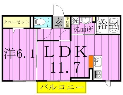 ライフマンションA  102号室 間取り