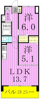 エスポワール鎌ヶ谷 306号室 間取り