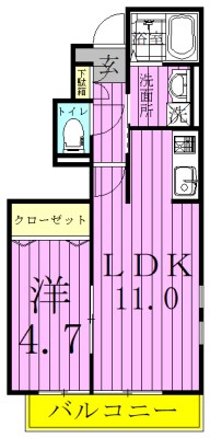 アムール　ソレーユ 101号室 間取り