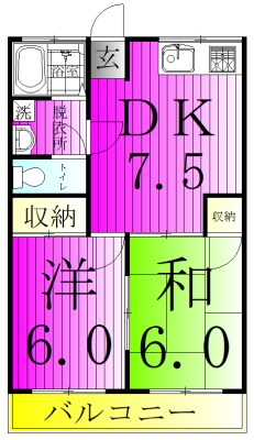 新葉ラピス北小金 202号室 間取り